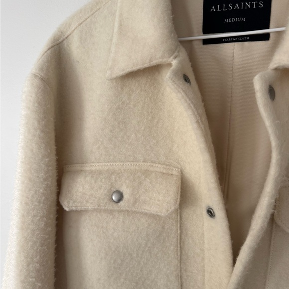All Saints Off-White Minard Wool Shirt Jacket Med - Picture 5 of 8
